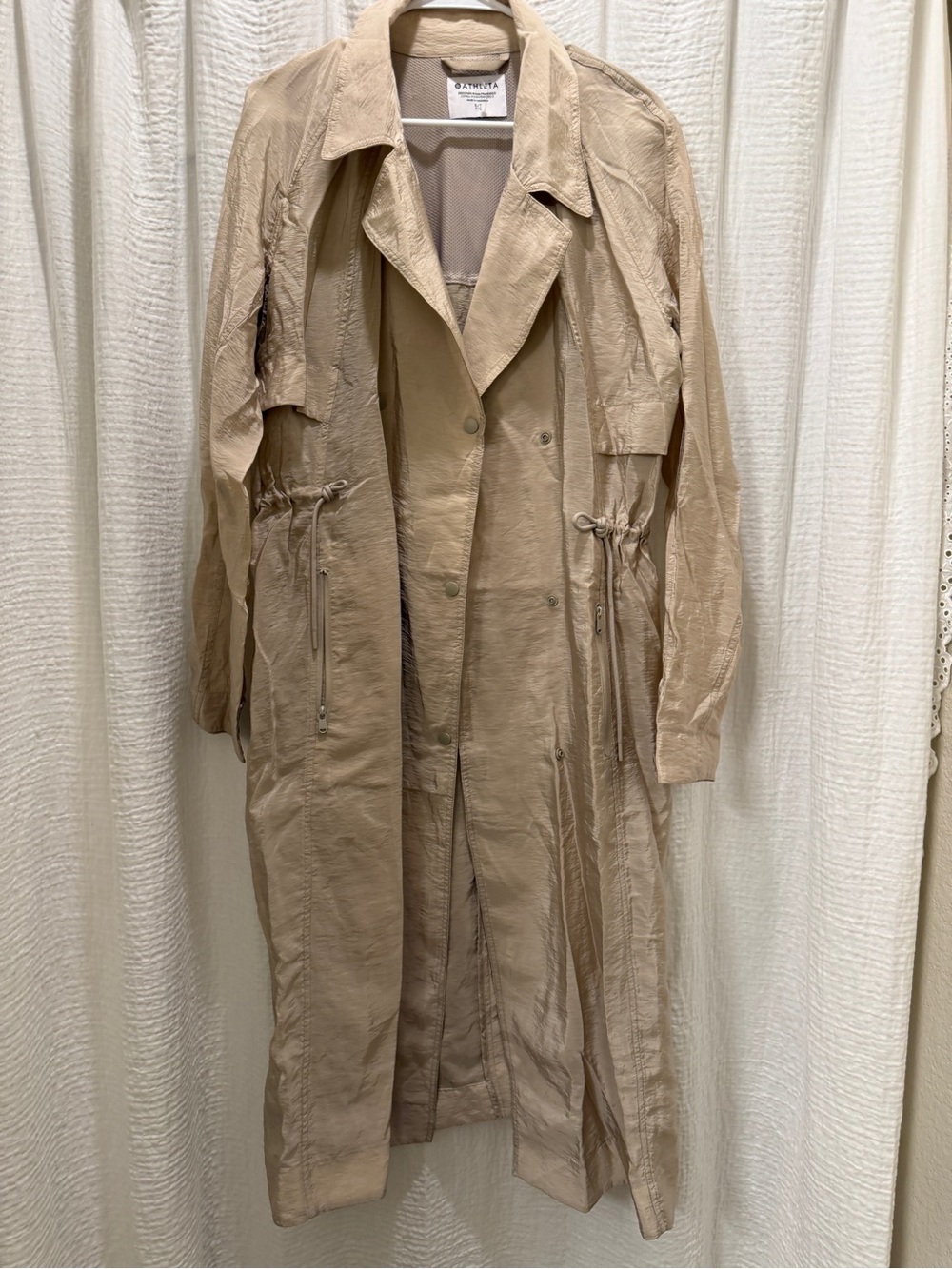 Athleta Women's Lightweight Duster Trench Coat - Tan Ecru - Size Small